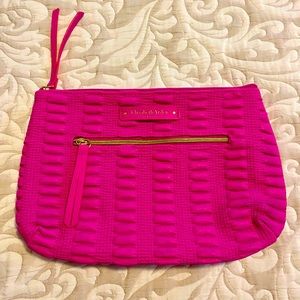 Quilted, Elizabeth Arden make up mini tote. Hot pink.